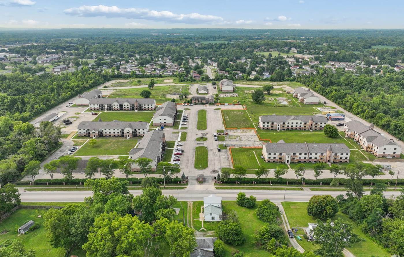 Aerial view of the Maison Hills apartment community in Dayton, OH