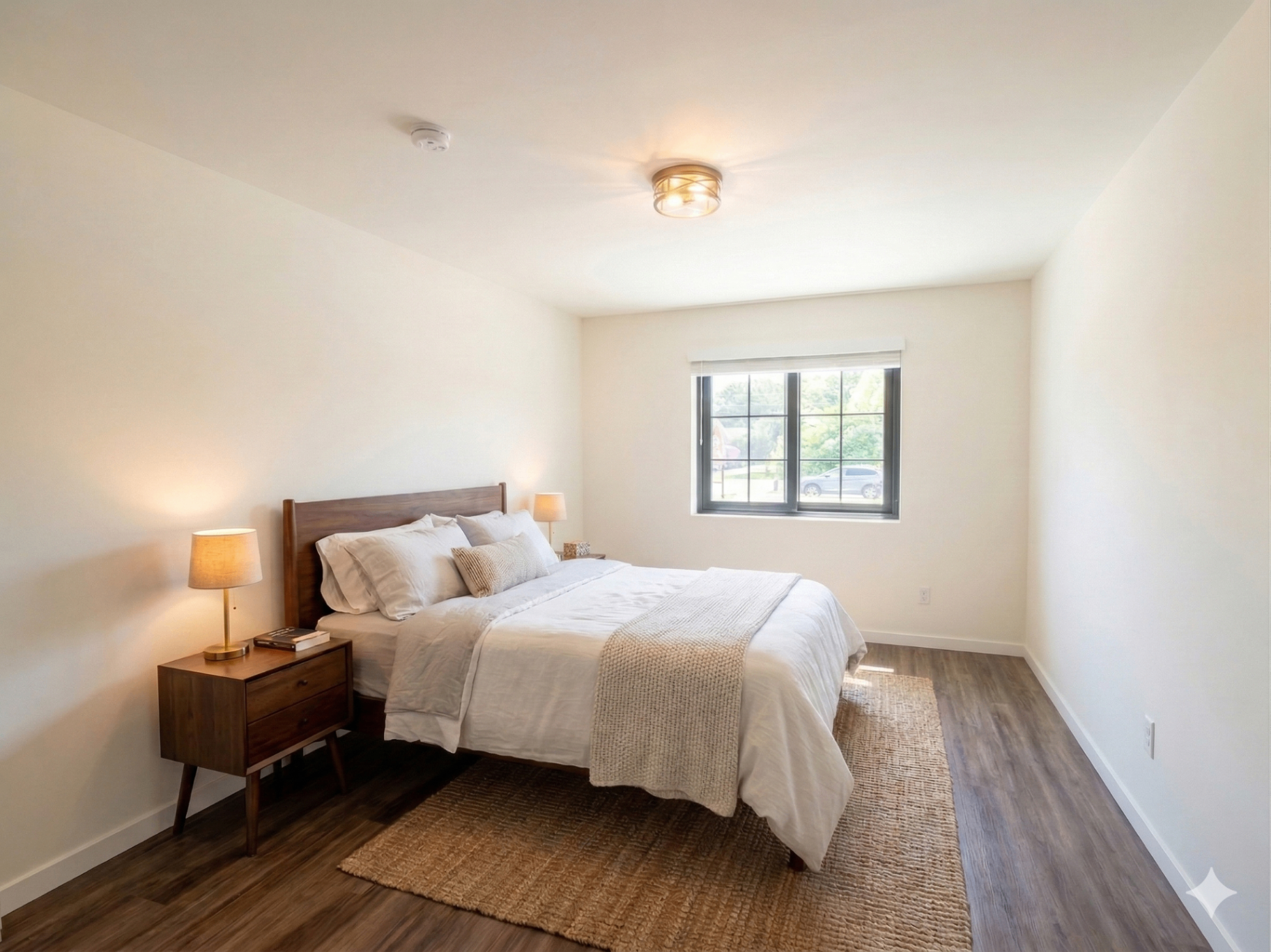 Cozy bedroom with warm lighting