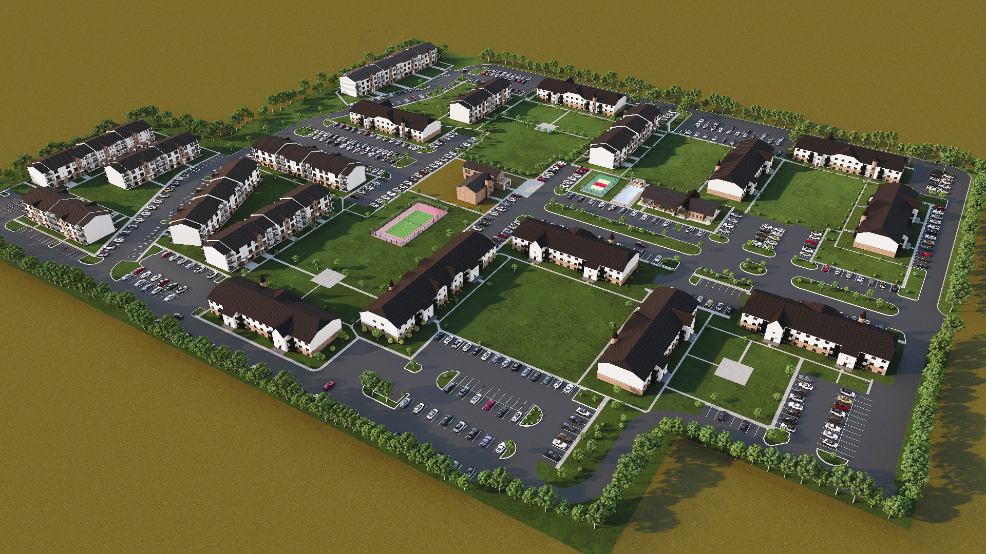 Full community site plan aerial view